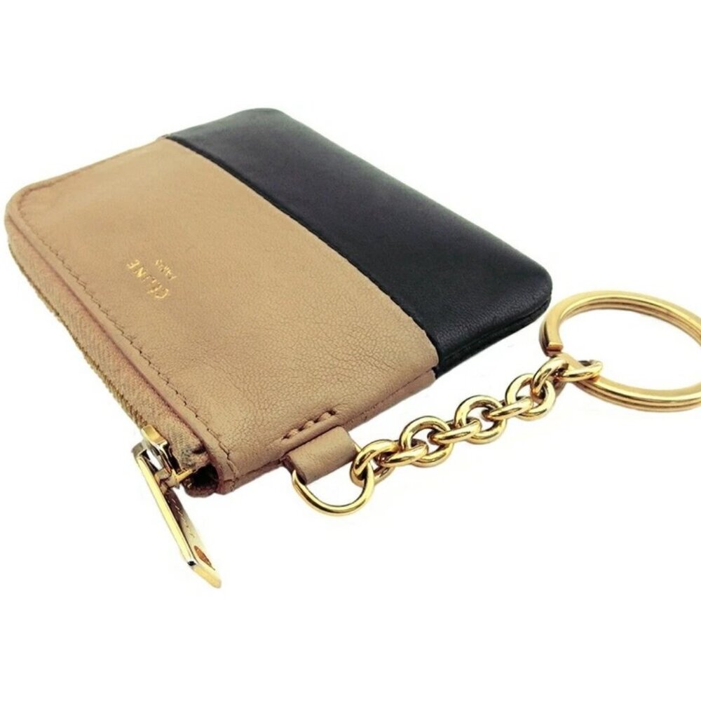 CELINE Coin case Beige x black x gold Women Authentic secondhand